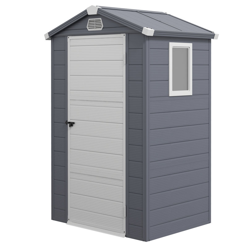 Anglique 4 ft. W x 3 ft. D Aluminium/Polypropylene Plastic Steep Slope Garden Shed