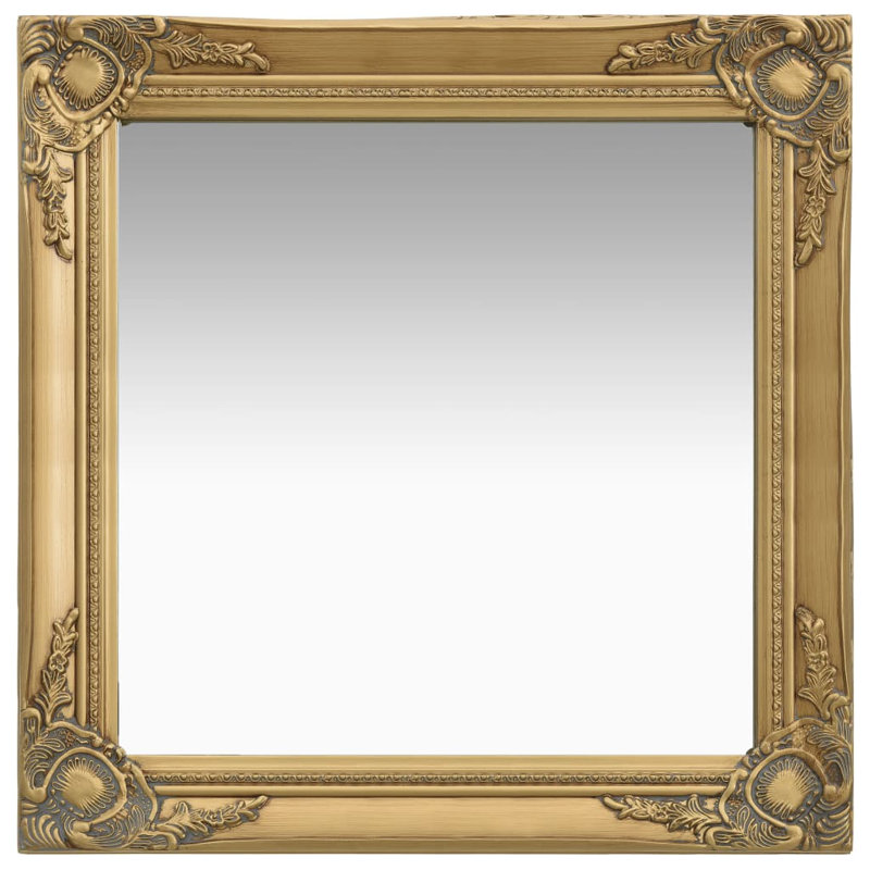 Ginsberg Wood Square Wall Mirror, Gold, 60cm H x 60cm W