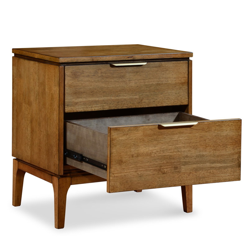 Table de chevet Northborough en bois massif à 2 tiroirs, largeur 21,7 po