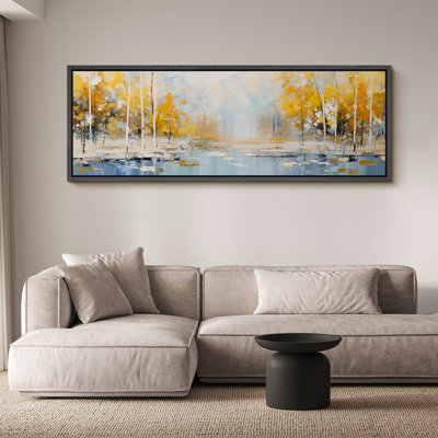 " Vibrant Autumn Abstract Birch Trees Nature Landscape Rustic Retro Art Decor Extra Large Pictures " Print