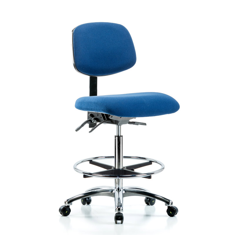 Jackeline Drafting Chair, Blue, Casters, Not Included