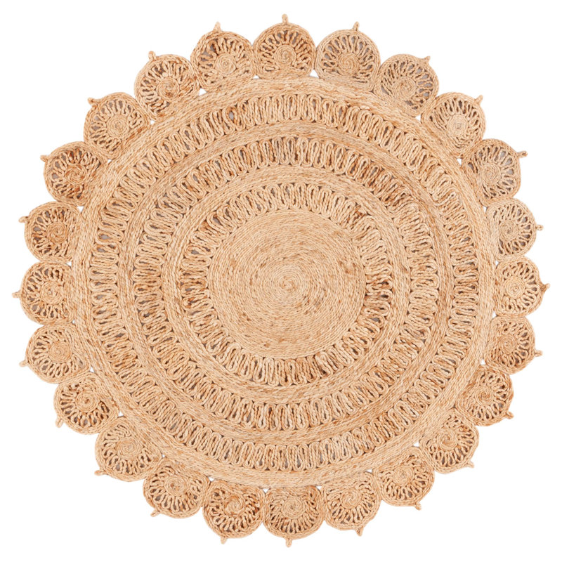 Natural Fiber 603 Hand Woven Jute Geometric Rug, Round 5'
