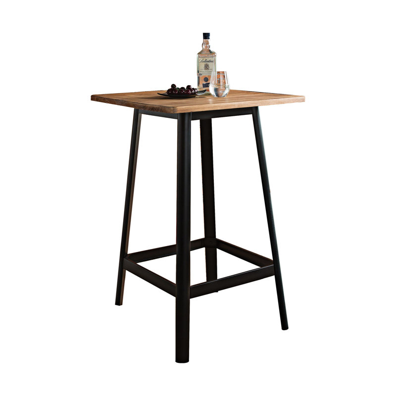 Friedhard Pine Solid Wood Top Metal Base Dining Table