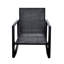 Fauteuil à bascule d'extérieur - 3 pièces avec coussins bleus pour jardin, piscine, pelouse, en métal et PE, résistant aux intempéries