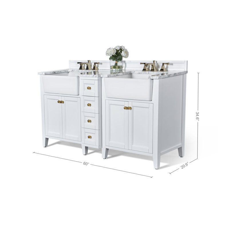 Ensemble de meuble-lavabo double 60 po Adeline, Blanc