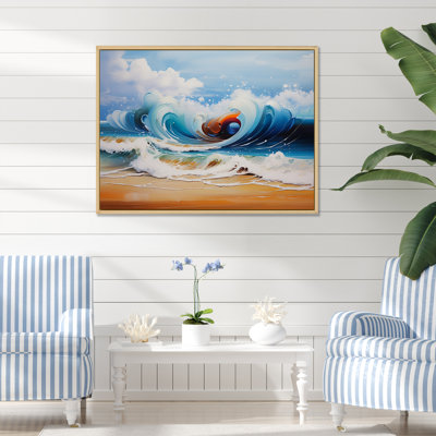 «Vibrant Beach Waves 1» - art mural vagues côtières
