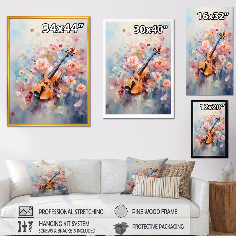 Violon Harmonious Notes - musique, art mural, H 20 po x l 12 po x P 1 po, Cadre photo noir