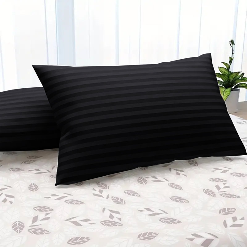 Aspire Homeware Ultra Soft & Breathable Microfiber Striped Pillowcase (Pack Of 2), Black