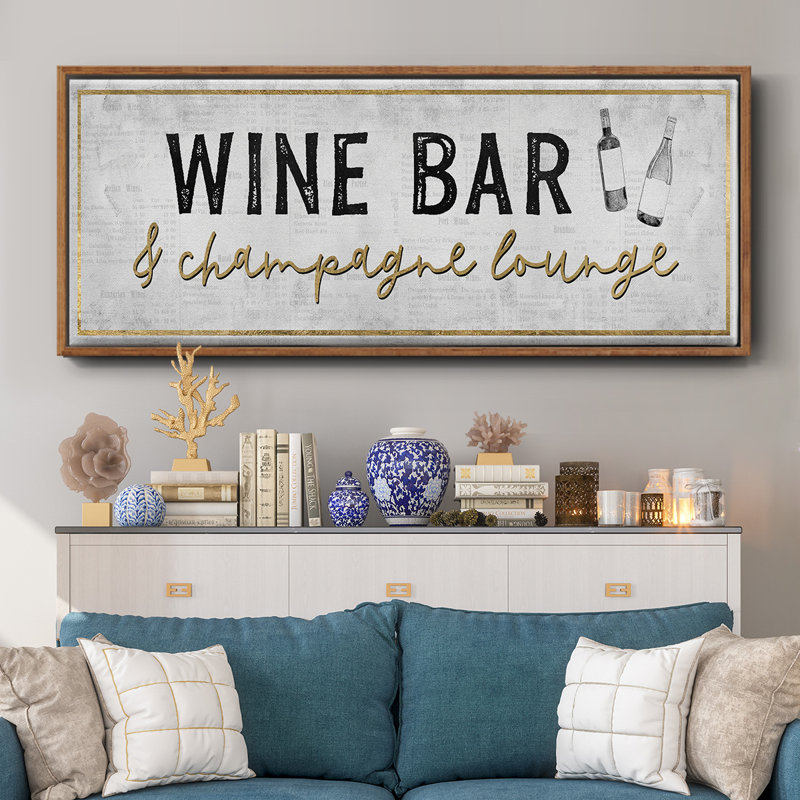 Champagne Lounge- Framed Canvas, 8" H x 20" W