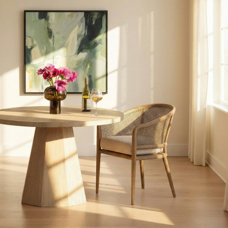 Camile Dining Chair Beige, Rust Cushion