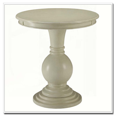 Table d'appoint blanc antique avec base piédestal