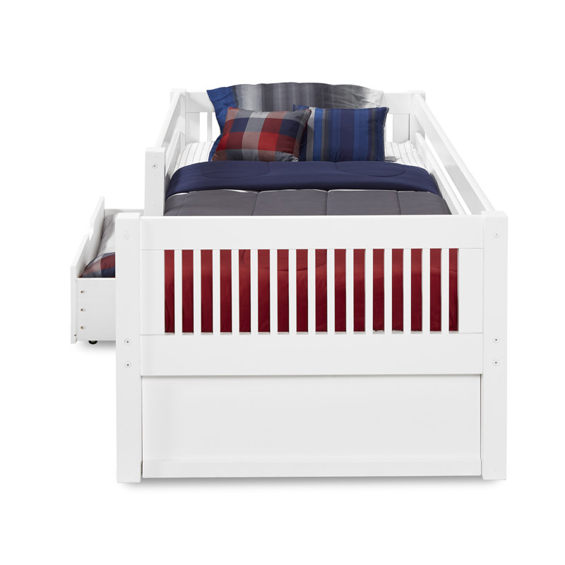 Lit simple avec tiroirs Friedemar, Blanc