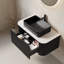 Meuble-lavabo mural 36 po avec lavabo rectangulaire noir, façade de tiroir rayé 3D et rangement à fermeture en douceur - Pré-assemblé-1889883982