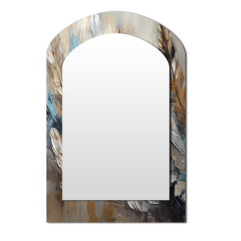 Gold Feather Extravaganza II - miroir mural asymétrique Glam Feather, 43 po x 33 po