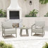 Trombley 3-Piece Aluminum Patio Conversation Set With Gray Cushions