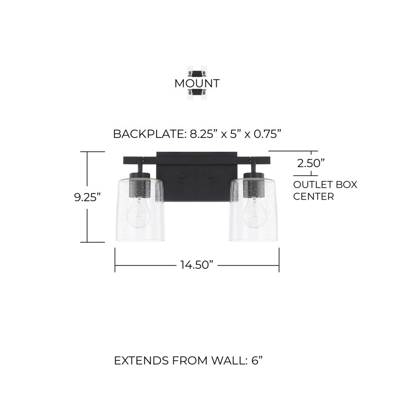 Greyson 2 - Light Dimmable Vanity Light, Matte Black