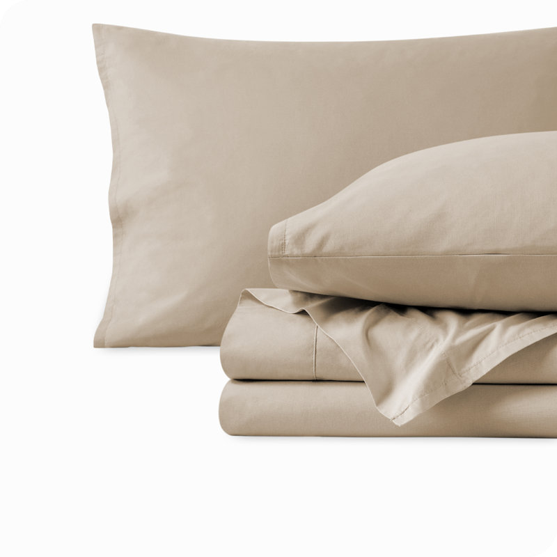 Twin French Beige Organic Cotton Percale Sheet Set