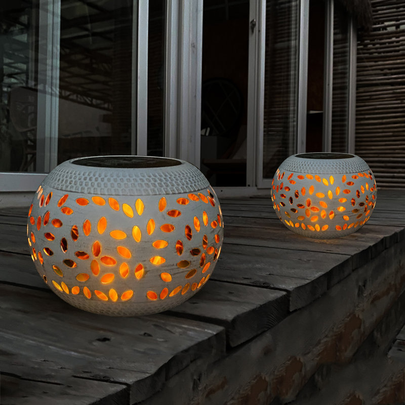 4.3'' Solar Table Lights Outdoor Waterproof - 2 Pack Metal Tabletop Light Solar Powered Decorative Lighting Lantern, White