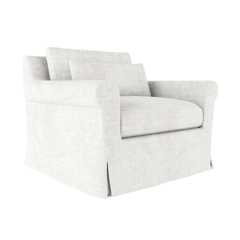 Transitional Chair, 34" H x 40" W x 38" D, Crushed Velvet Alabaster, Weathered