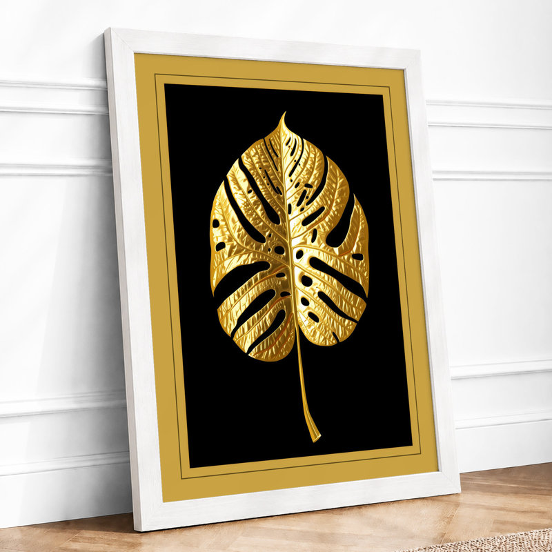 Gilded Monstera Botanical - Framed Print, A1 - 84.1 x 59.4 cm, White