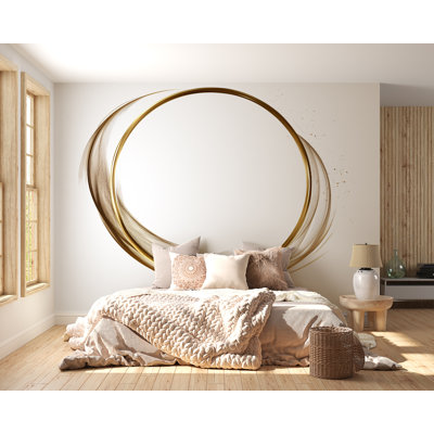 Art mural cercle doré, décoration murale abstrait or, art mural moderne minimaliste, décor de chambre à coucher neutre de luxe, art abstrait élégant 251Mv