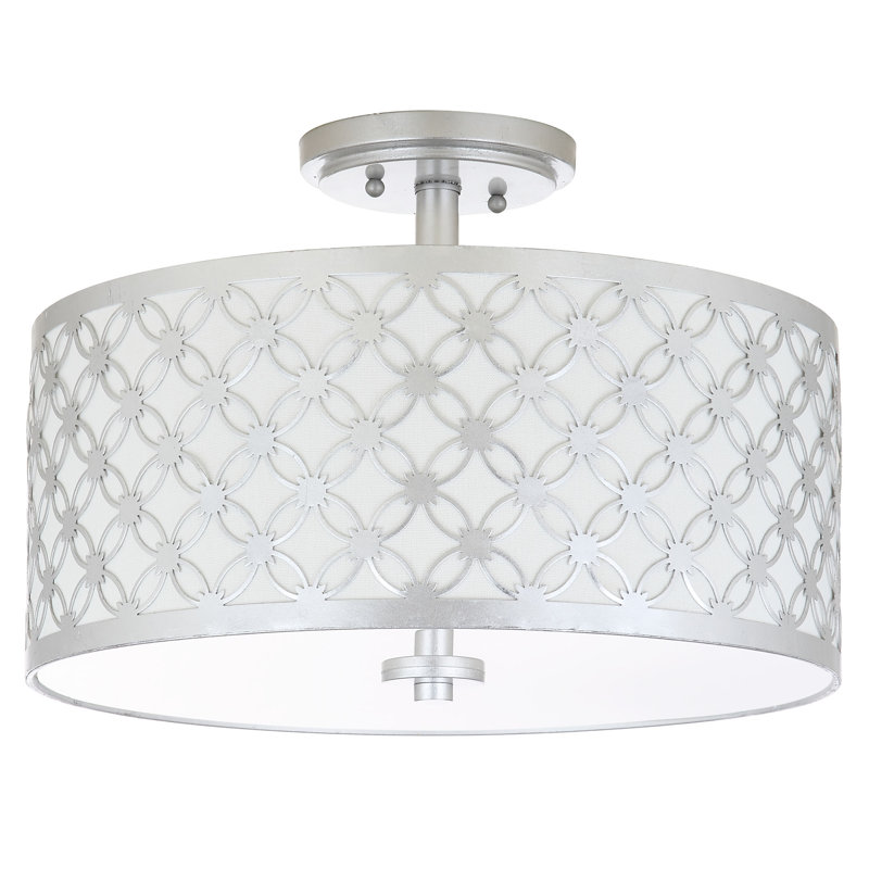 Pamila Semi Flush Mount, Silver, Cotton