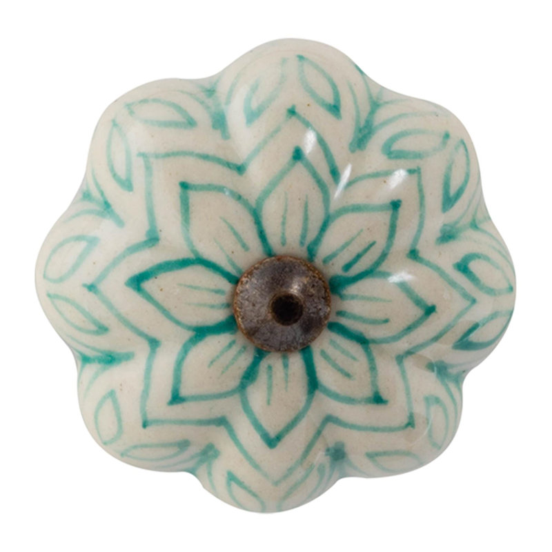 Nicola Spring - Floral Ceramic Cabinet Knob, Mint Green