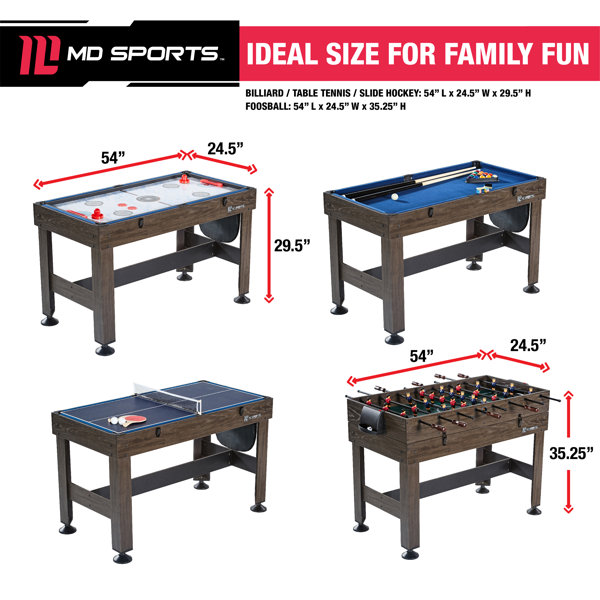 54-in 4-in-1 25.75 Multi-Game Table