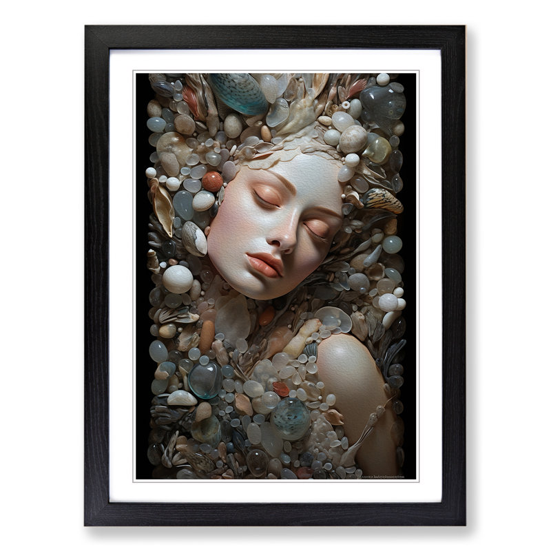 Pebbles Baroque 1 Piece Single Picture Frame Wall Art, 64cm H x 46cm W x 2cm D, Black