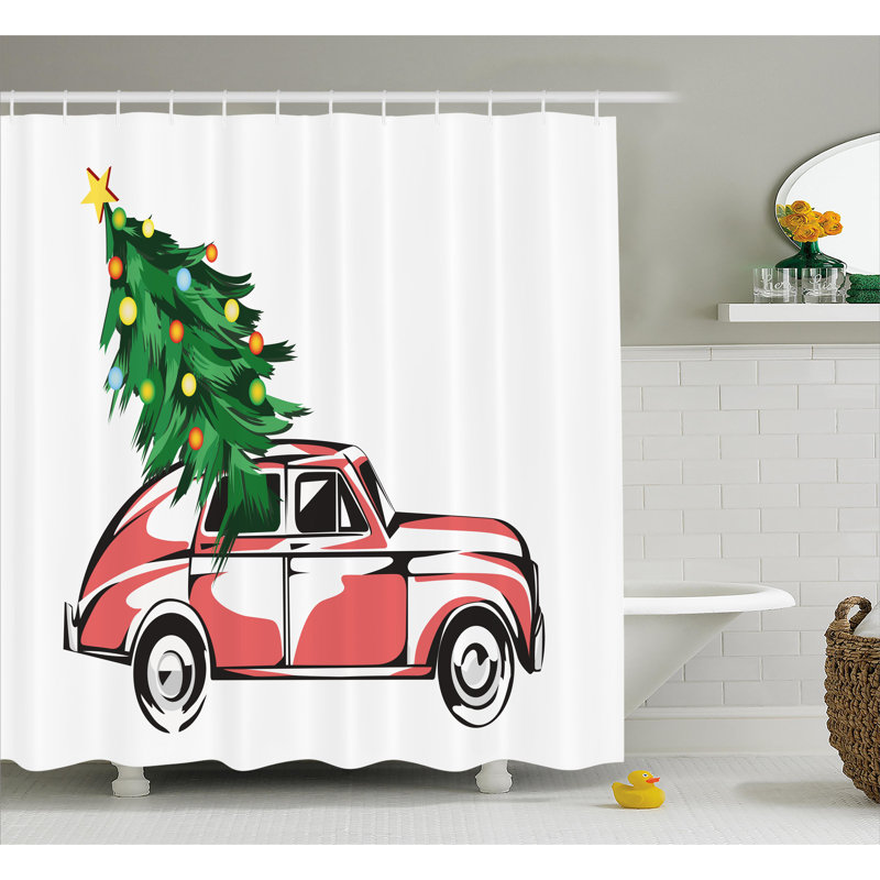 Rideau de douche simple de noël rétro classic, H 69 po x l 105 po