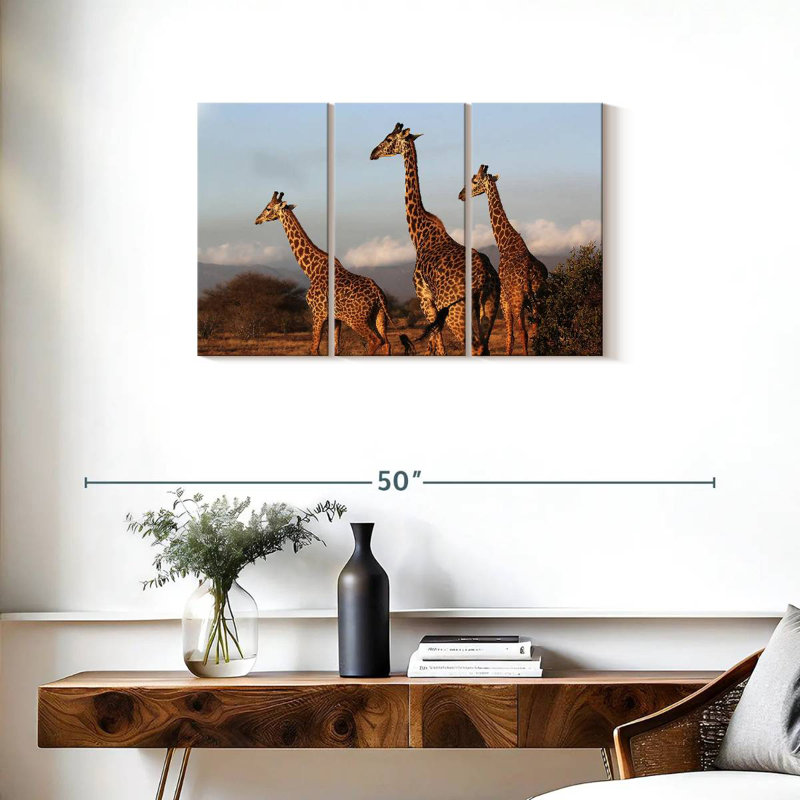 Brampt Three Brown Giraffes, 20" H x 33" W