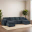 Canapé modulaire 140,2 po avec 2 repose-pieds et canapé-lit en velours côtelé 6 places pour salon-1097625569
