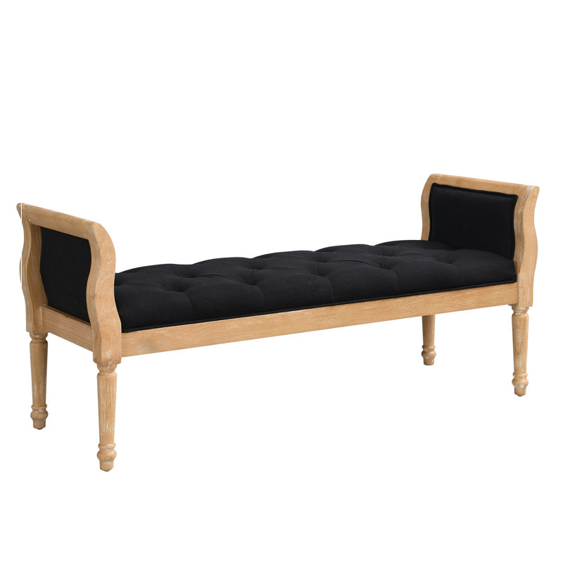Banc capitonné avec accoudoirs courbés, Charcoal Grey