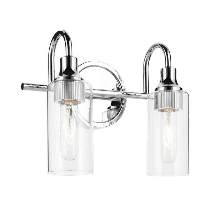 12.5" 2-Light Vanity Light with Clear Glass, Chrome