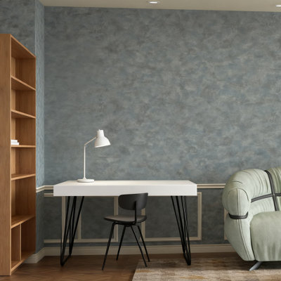 Peel And Stick Wallpaper Blue Metallic Concrete Finish, Industrial Style Self-Adhesive Vinyl Film, Waterproof And Removable Wall Covering For Home Decor And Furniture Makeover