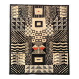 Vintage Oversized Bauhaus Tapestry In Black With Geometric Pattern - Rug & Kilim