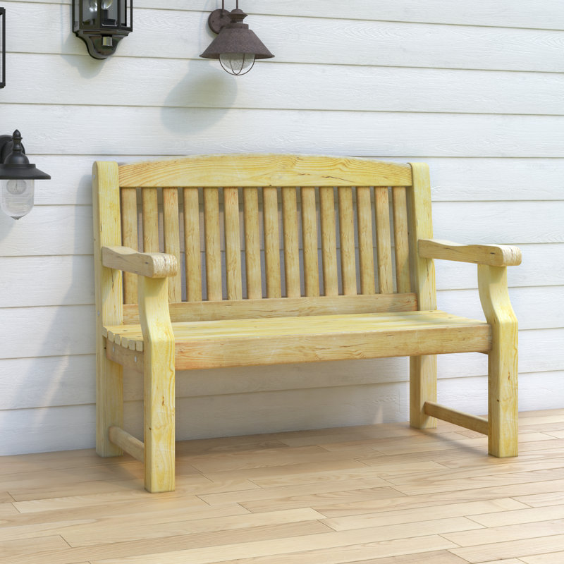 Gosnold Solid Wood Outdoor Bench, H93.5 x W123 x D65.5cm