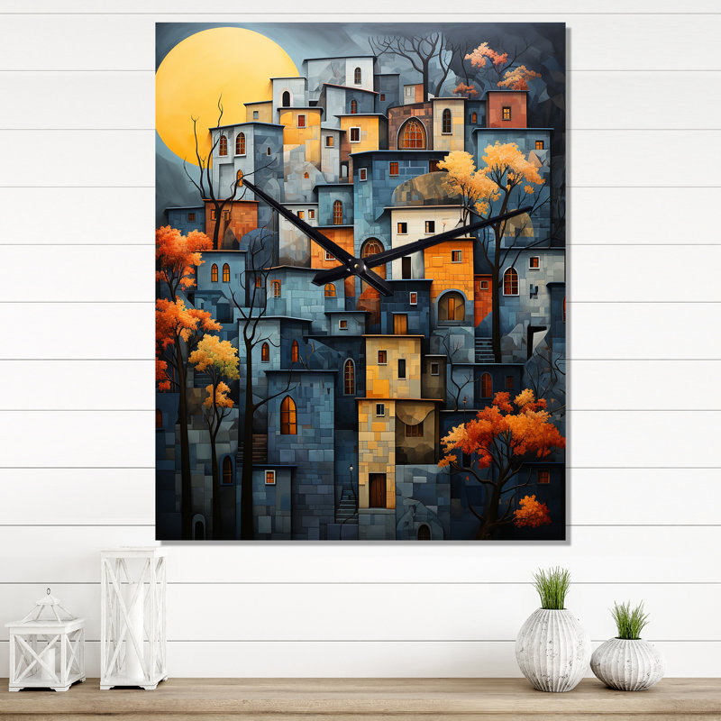 Horloge murale moderne Cityscape Exquis Blue II - Cityscapes, Petit