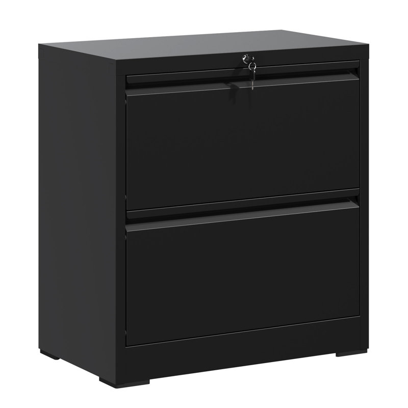 2 Drawer Metal Lateral File Cabinet For Office, High - Strength Steel, Smooth And Silent Movement, Ample Room A4/Letter/Legal Documents, Interlock System, Quick Assembly Black Cabinet, Rust Bearing