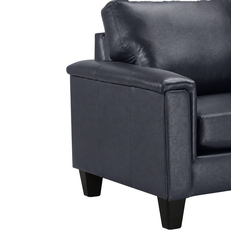 Ensemble de salon en cuir véritable Deboer, Cuir synthétique ardoise, 3 Pieces: Sofa, 2 Chair