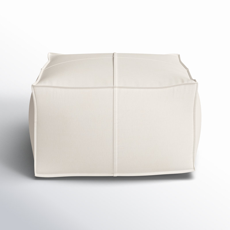 Orla Upholstered Pouf, Light Khaki