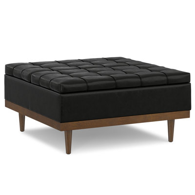 Mariah 36"W Lift Top Table Storage Ottoman with 2 Storage Compartments and Solid Wood Legs by Simpli Home
