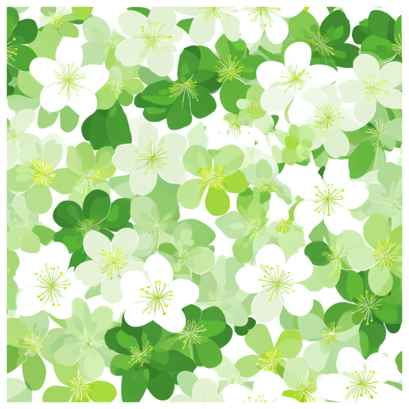 Édredon floral avec fleurs, Édredon très grand, Vert clair / floral blanc
