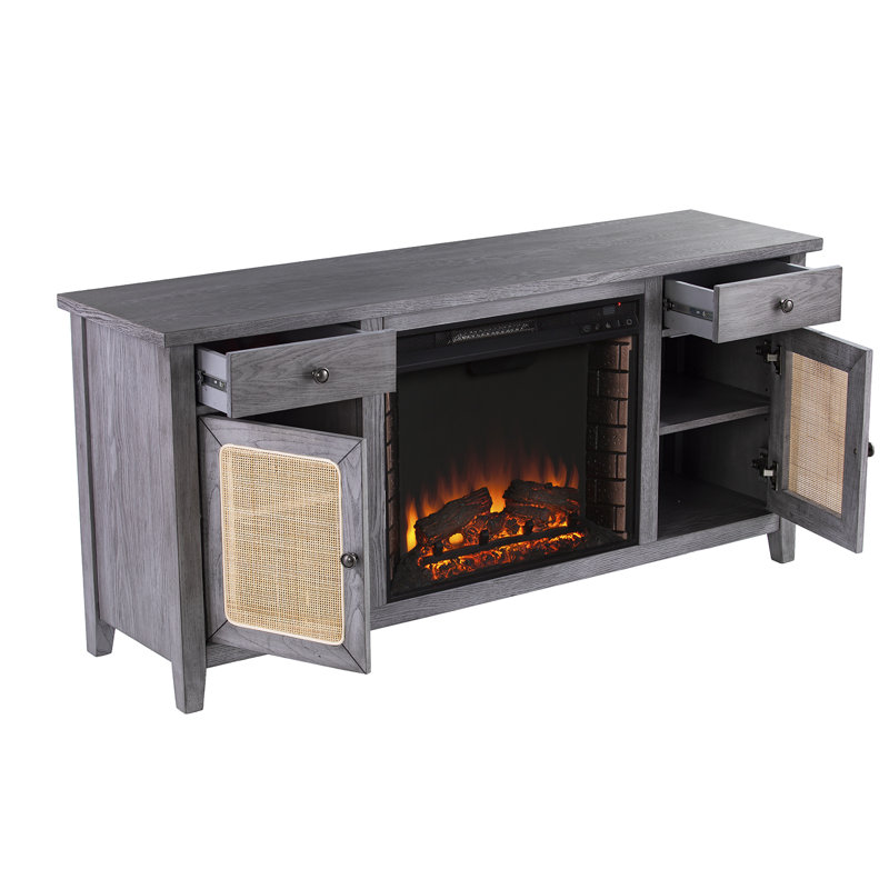 Clubmoss TV Stand for TVs up to 55" with Electric Fireplace Included