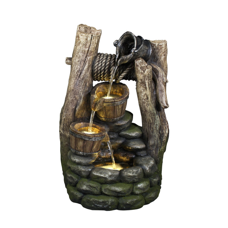 Outdoor Sculptural Fountain with Lights