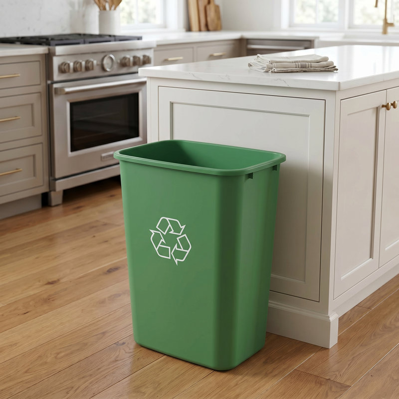 Corbeille de recyclage rectangulaire 10 gallons | Ensemble de 2, Green