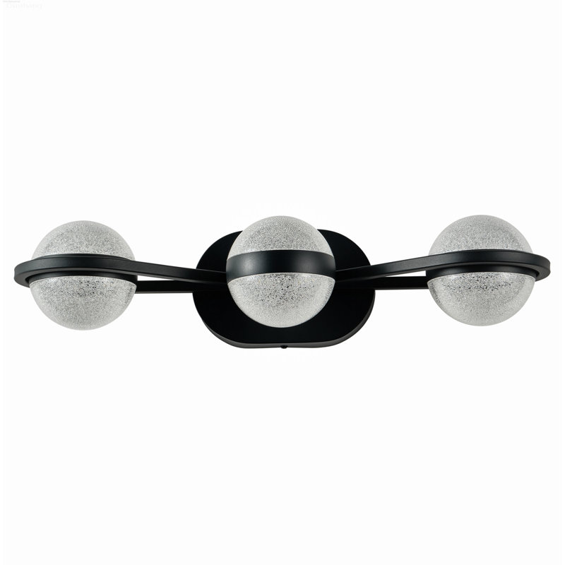 Luminaire de meuble-lavabo moderne à 3 lumières DEL doré avec abat-jour sable sable noir mat, H 4,7 po x l 21,1 po x P 6,7 po