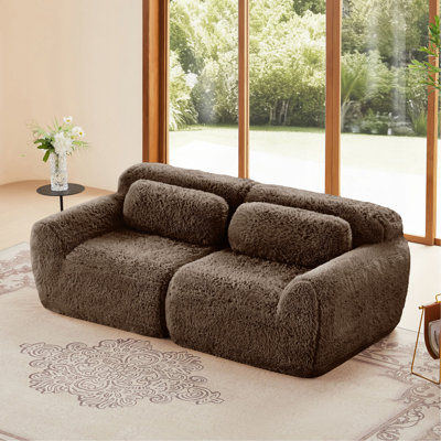 Boneless 2-Seater Modular Sofa With Plush Fabric And High-Density Sponge