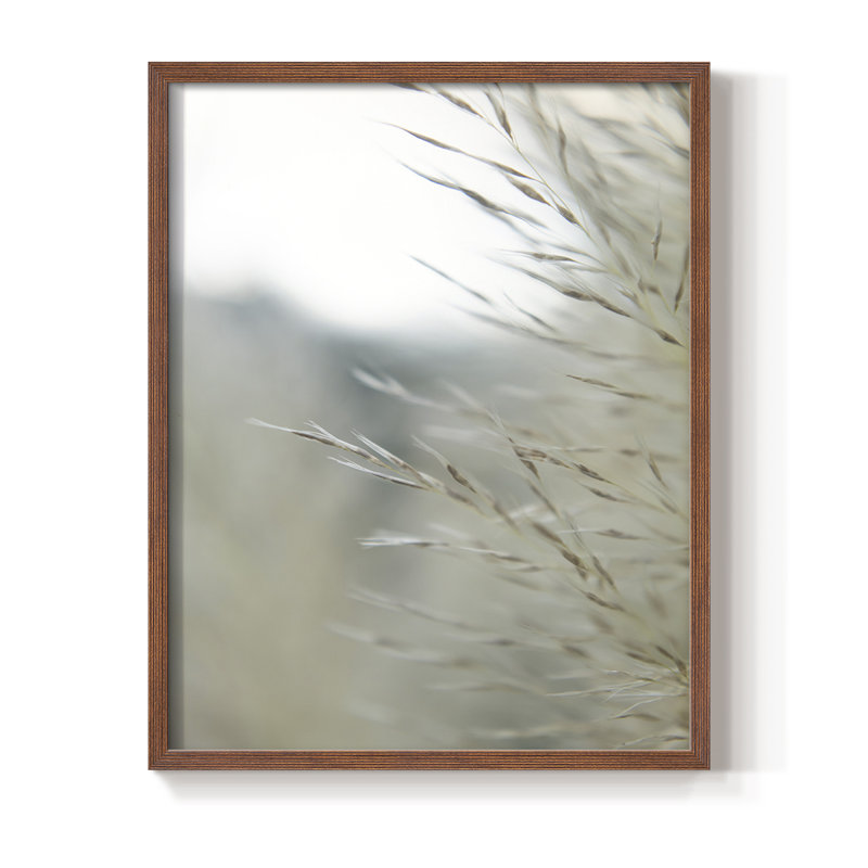 Reproduction encadrée d'herbes subtiles III - bois massif, Brun, H 28 po x l 22 po