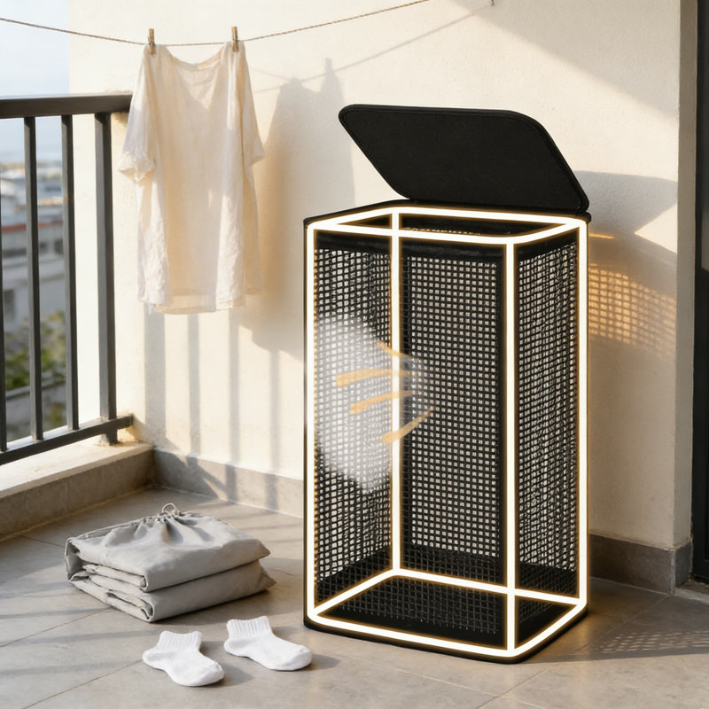Grand panier à linge avec couvercle, capacité de 90 L avec sac doublure en toile lavable amovible, panier à linge respirant pour la chambre à coucher, la salle de bain, la salle de lavage, le dortoir et le rangement